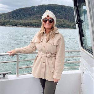 Zara Beige Soft Belted Overshirt. Size S.